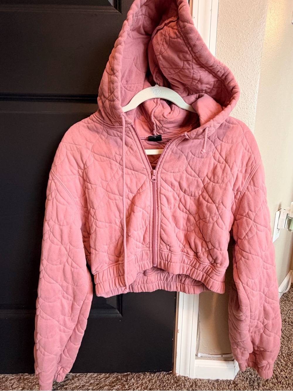 Cute pink cropped PacSun zip-up sweatshirt